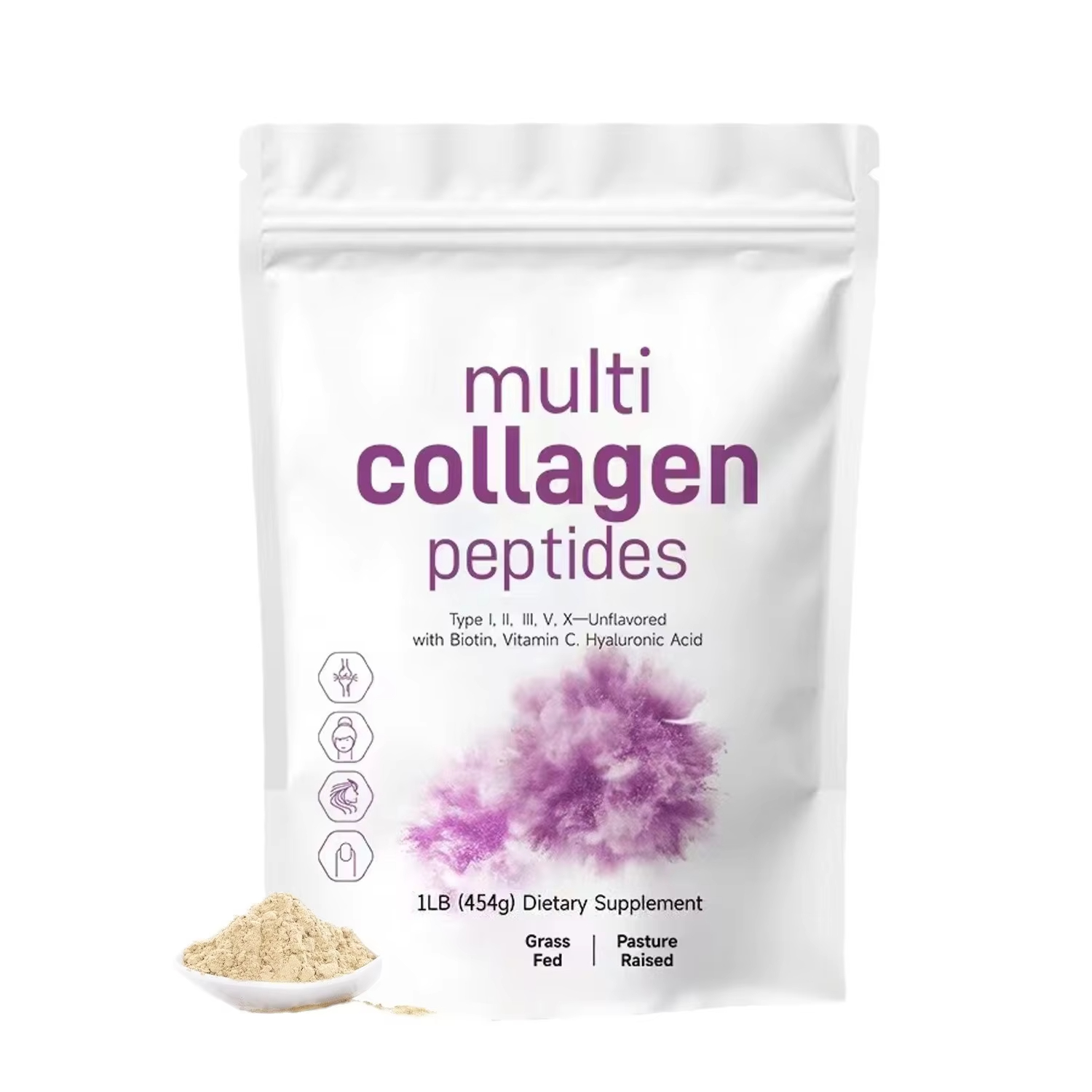 Vitamin C Powder - Poudre de peptides multi-colagène 454G –