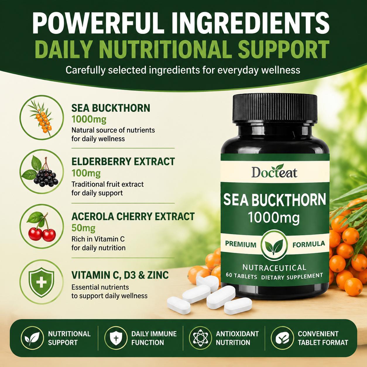 Docteat Sea Buckthorn 1000mg C - Vitamin C Powder avis et prix